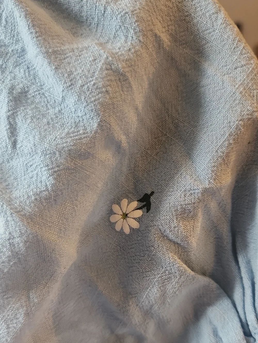 Light Blue Puff Sleeve Smocked Top with Daisy Embroidery - Picture 3 of 6
